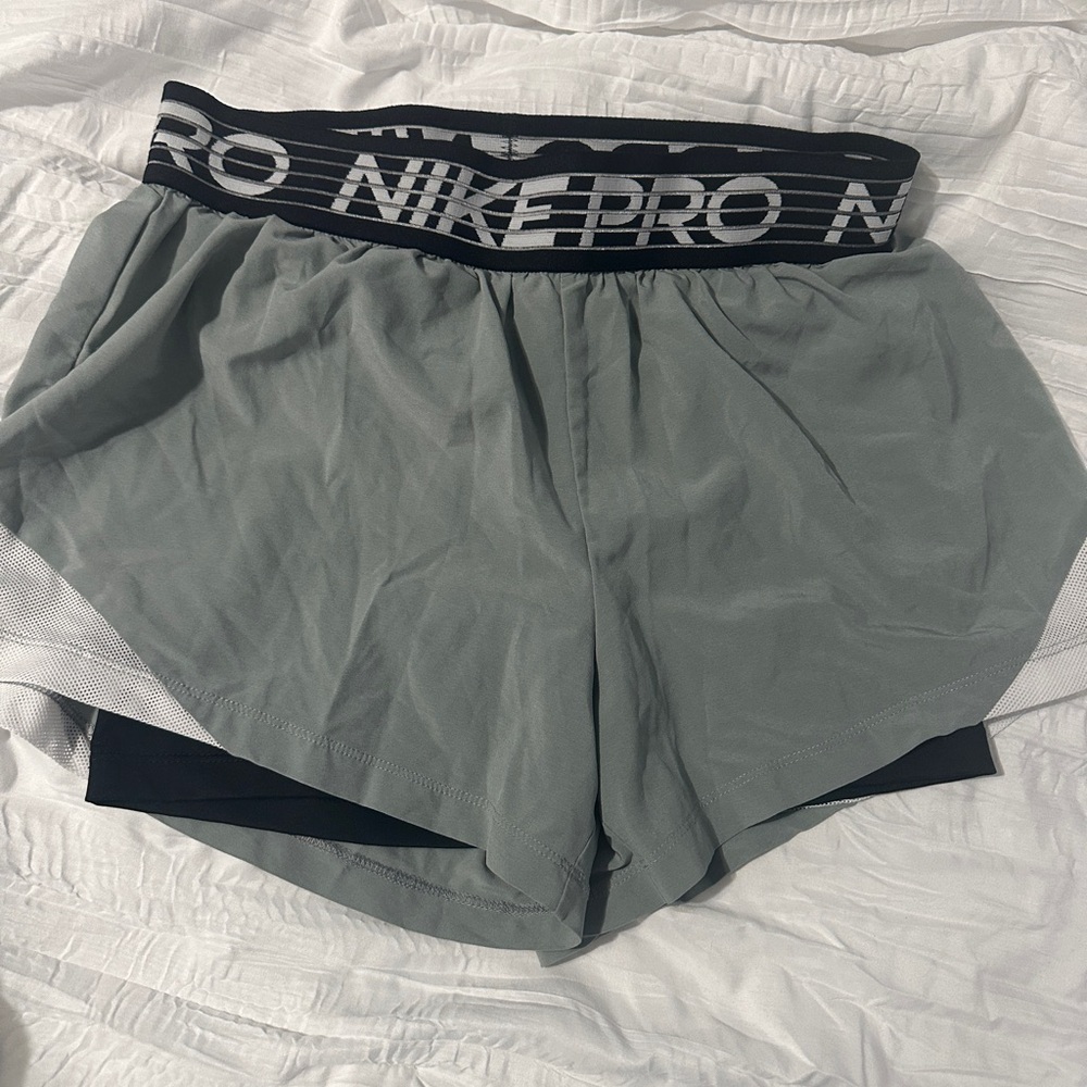 Nike Gray Athletic Shorts with Compression Layer